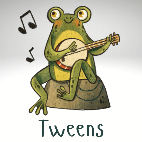 Singing frog with the word Tweens