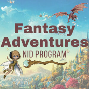 Fantasy landscape with a dragon and fairy surrounding the event title.